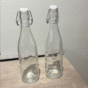 Clear Glass Swing Top Bottles Set